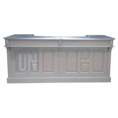 Comptoir de bar froid CHR en pin massif 240cm avec espace frigo - Chester