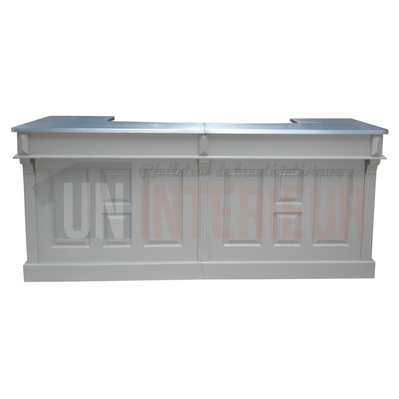 Comptoir de bar froid CHR en pin massif 240cm avec espace frigo - Chester