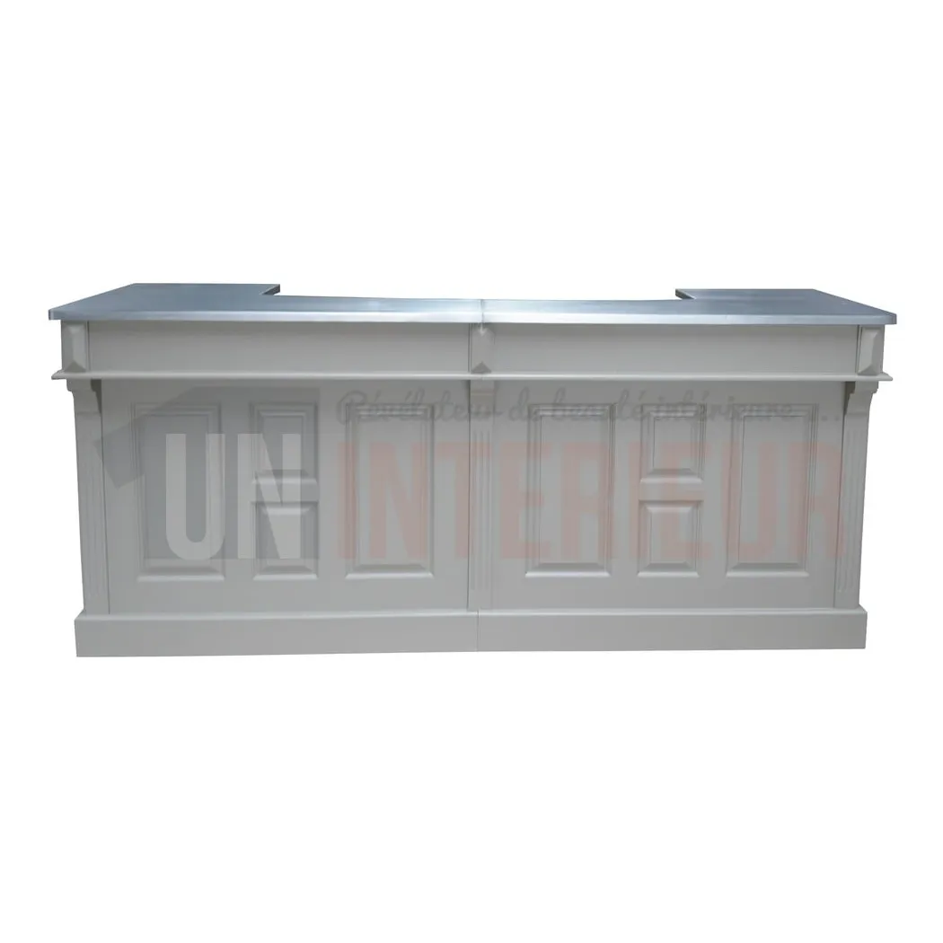 Comptoir de bar froid CHR en pin massif 240cm avec espace frigo - Chester