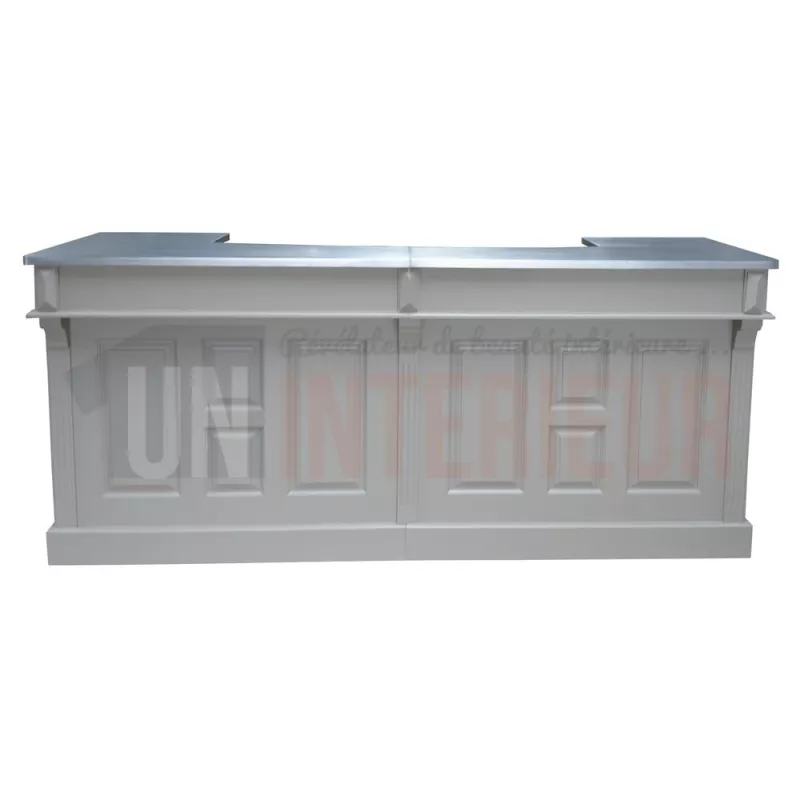 Comptoir de bar froid CHR en pin massif 240cm avec espace frigo - Chester