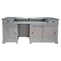 Comptoir de bar froid CHR en pin massif 240cm avec espace frigo - Chester