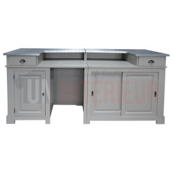 Comptoir de bar froid CHR en pin massif 240cm avec espace frigo - Chester