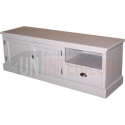 Grand meuble TV 2 portes, 1 tiroir en pin massif - Bust