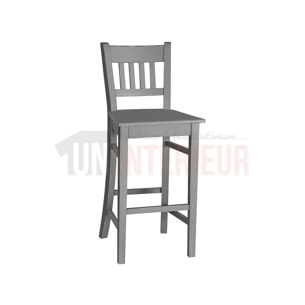 Tabouret de bar en pin massif avec dossier - Chester