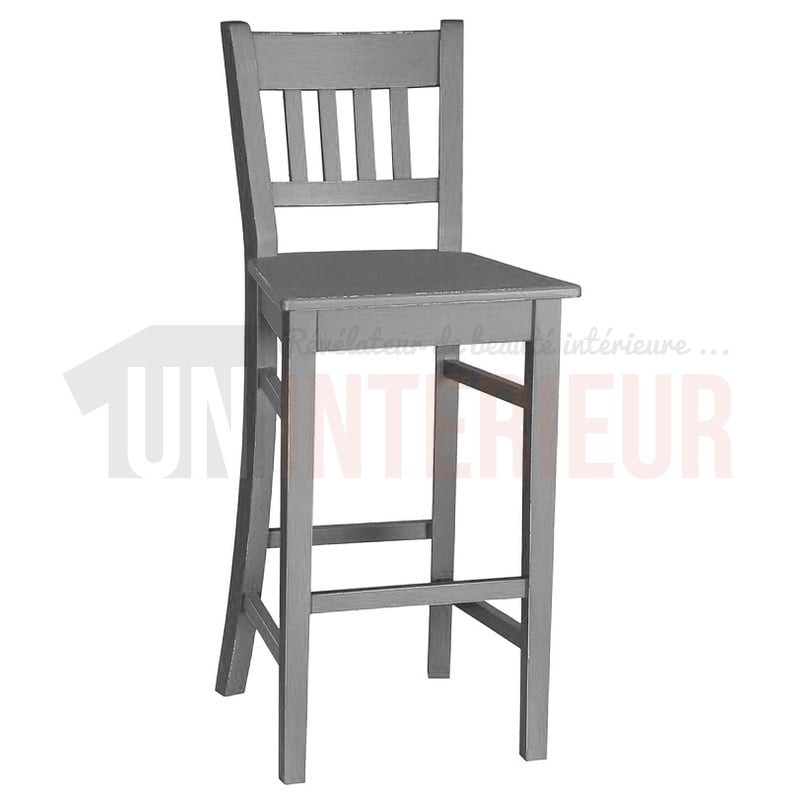 Tabouret de bar en pin massif avec dossier - Chester
