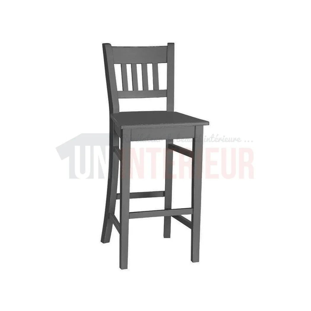 Tabouret de bar en pin massif avec dossier - Chester