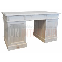 Bureau 140cm en pin massif équipé de 3 tiroirs et 2 portes - President
