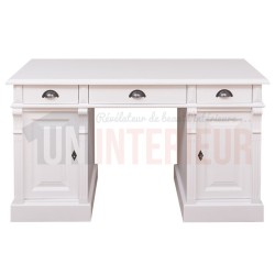 Bureau 140cm en pin massif équipé de 3 tiroirs et 2 portes - President