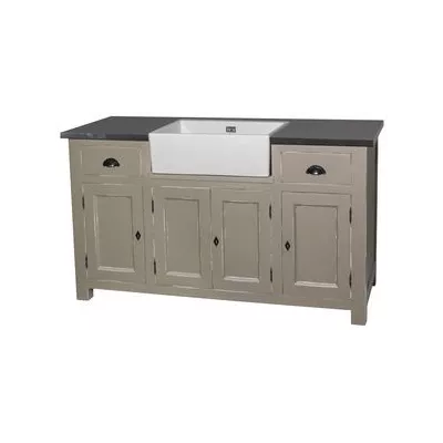 Grand meuble évier de cuisine en pin massif, évier inclus - Straight