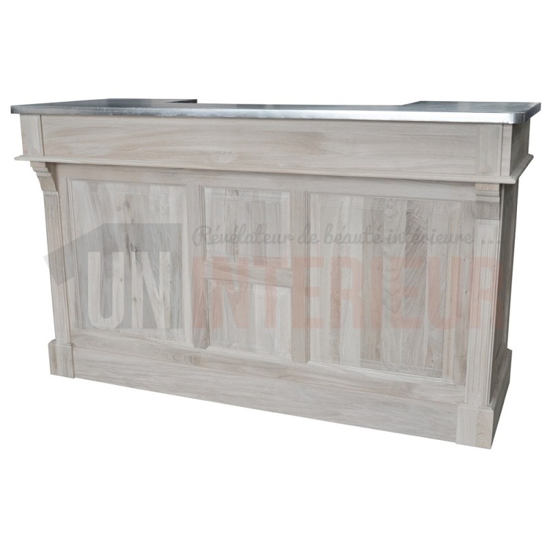 Meuble bar zinc en chêne massif 180cm - Chester