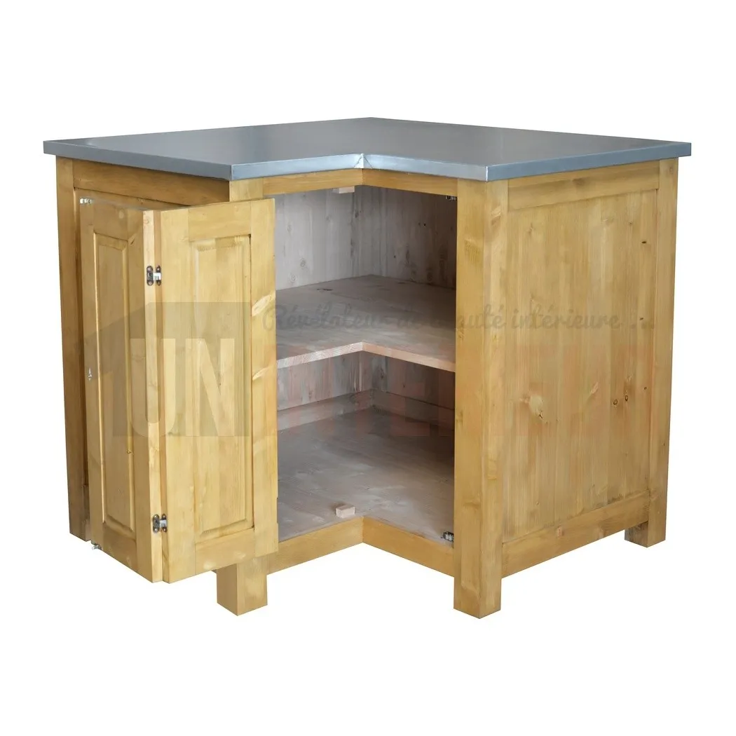Meuble d'angle rangement de cuisine en pin massif - Straight