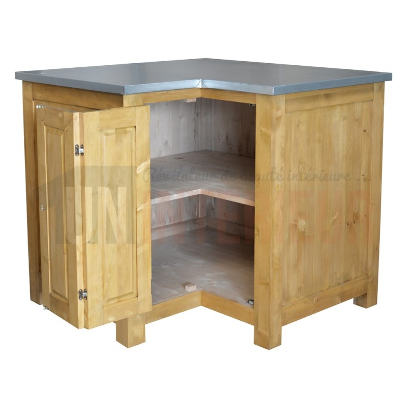Meuble d'angle rangement de cuisine en pin massif - Straight