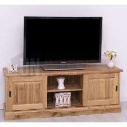 Meuble TV en chêne massif 2 portes coulissantes - Gordon
