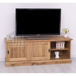 Meuble TV en chêne massif 2 portes coulissantes - Gordon