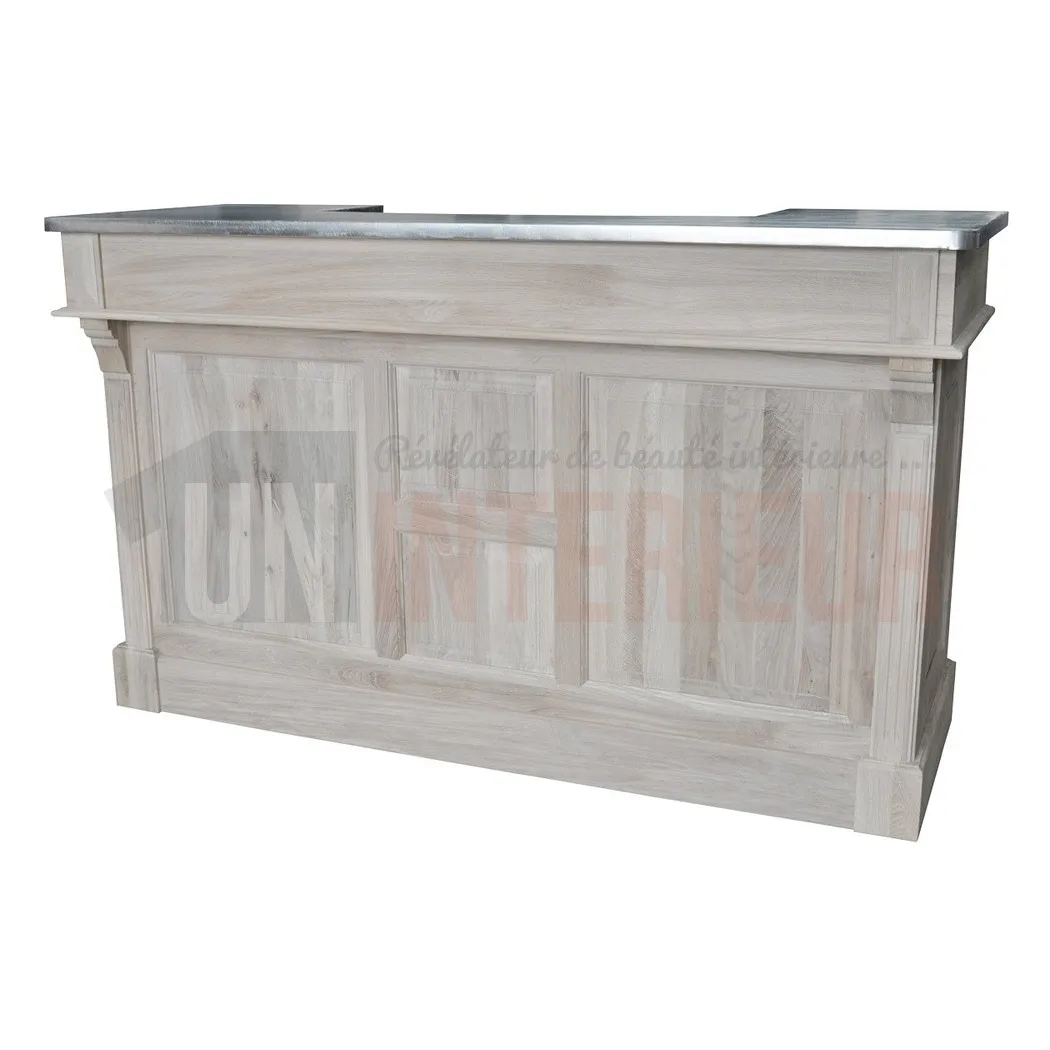 Bar chêne massif avec plateau zinc ou chêne 160cm - Chester