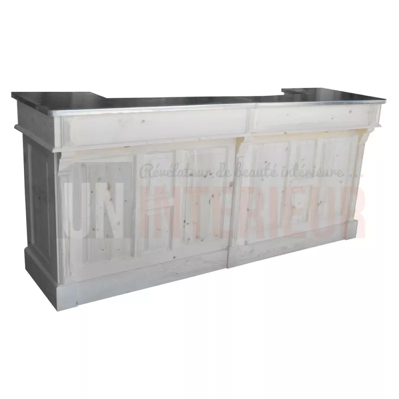 Grand comptoir de bar de 240cm en pin massif - Chester
