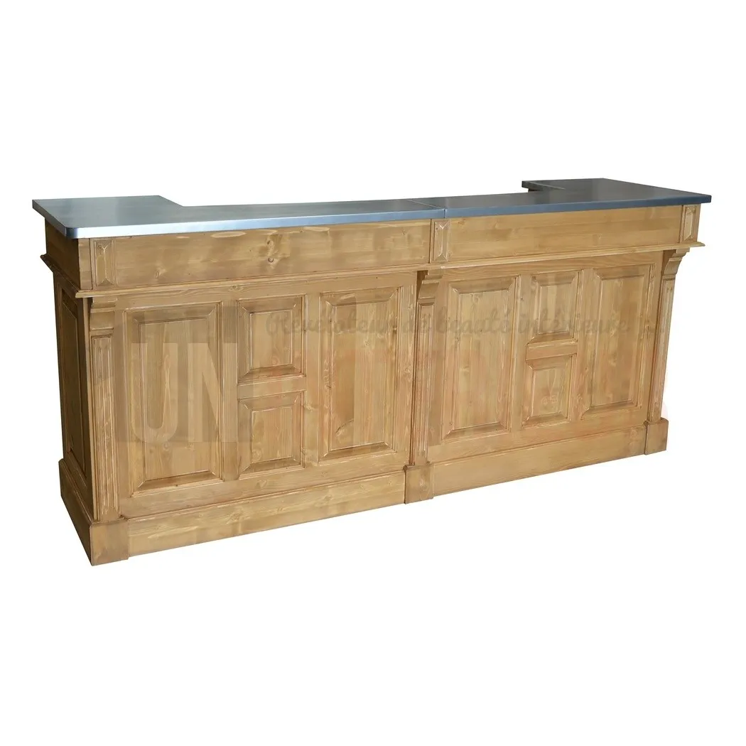 Grand comptoir de bar de 240cm en pin massif - Chester