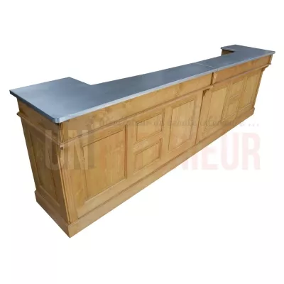 Grand comptoir de bar professionnel en pin massif 360cm - Chester