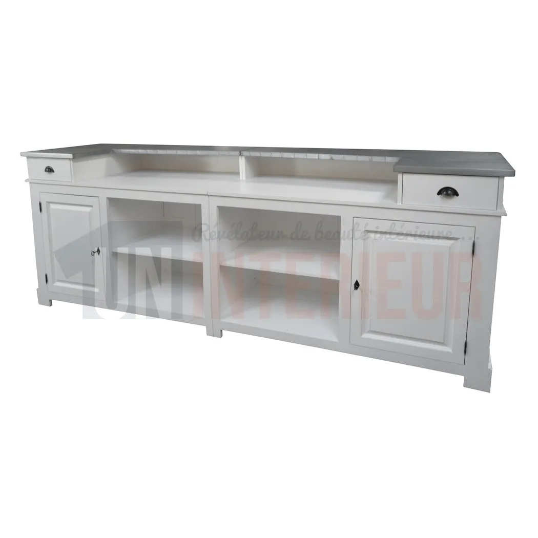 Grand comptoir de bar professionnel en pin massif 360cm - Chester