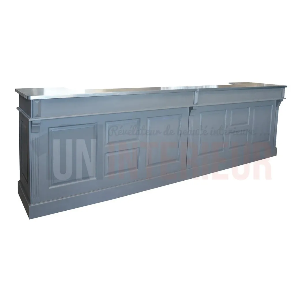Grand comptoir de bar professionnel en pin massif 360cm - Chester