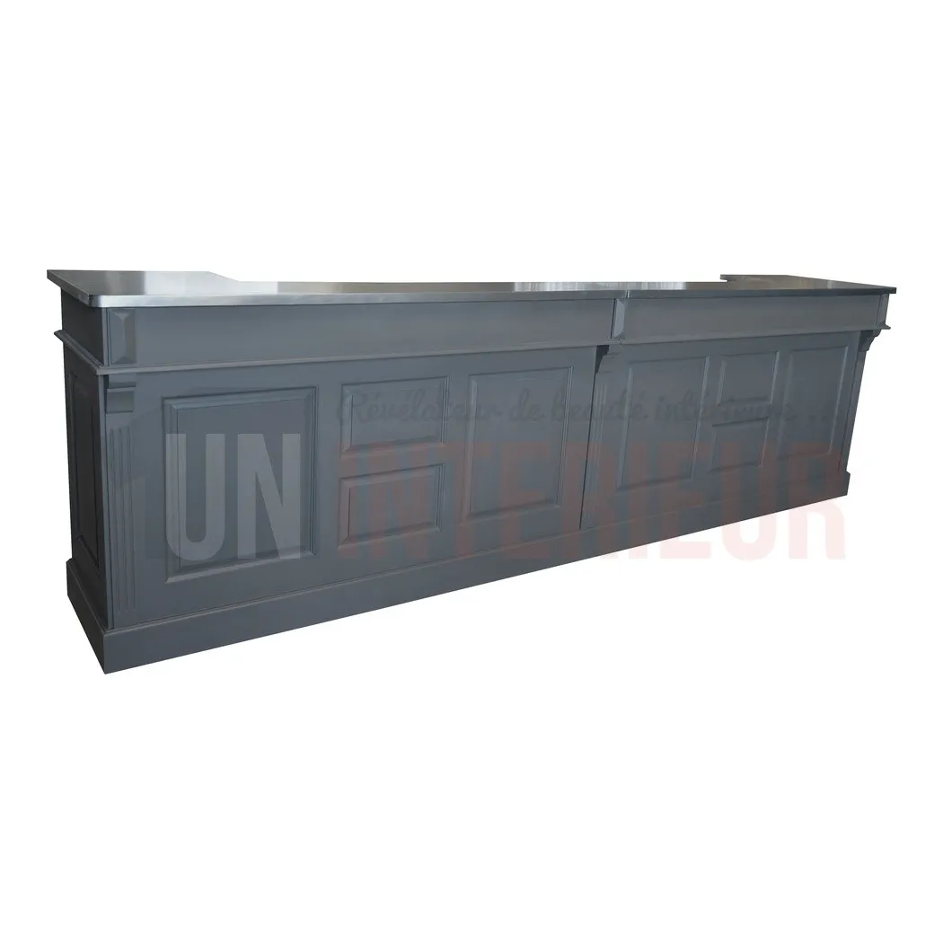 Grand comptoir de bar professionnel en pin massif 360cm - Chester
