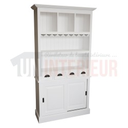 Meuble arrière de bar ou fond de bar équipé d'un porte-verres en pin massif - Chester