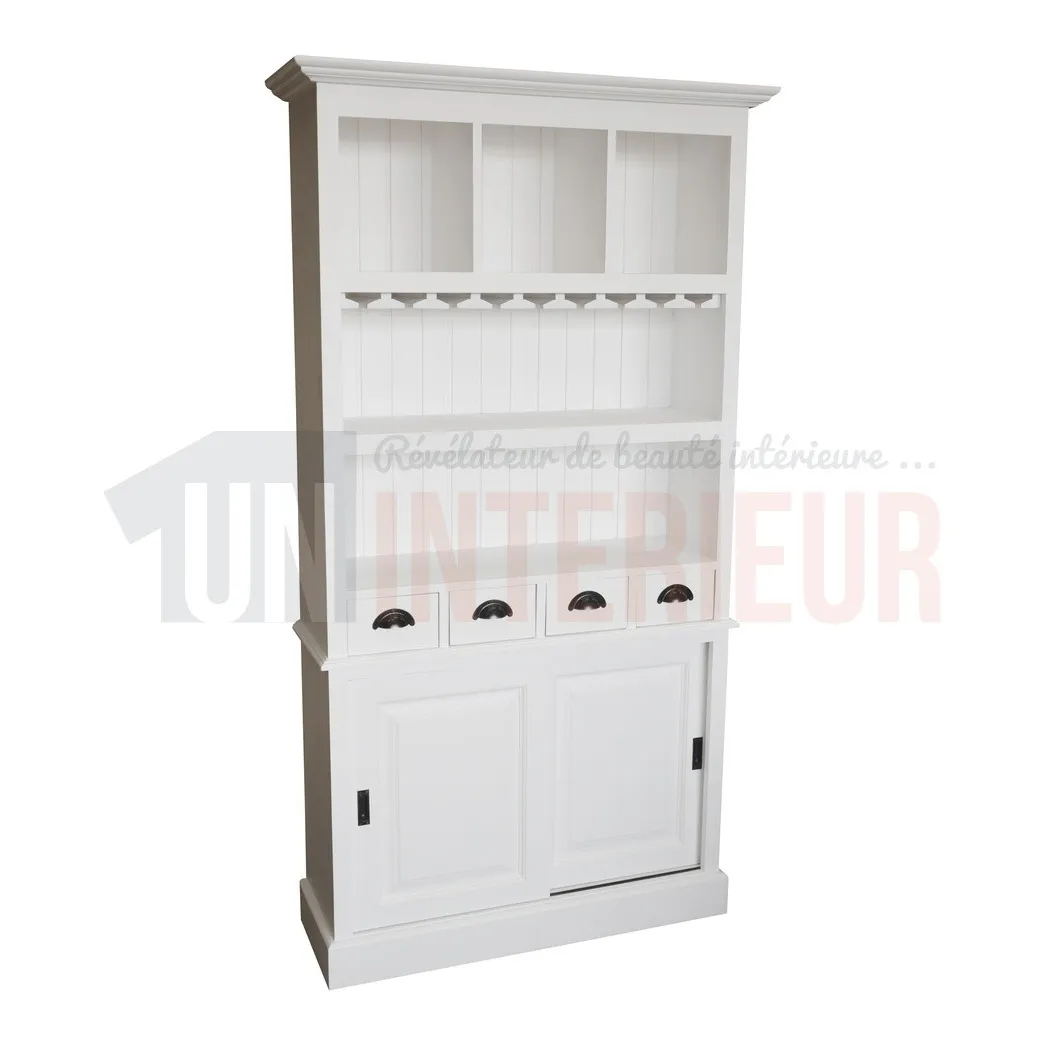 Meuble arrière de bar ou fond de bar équipé d'un porte-verres en pin massif - Chester