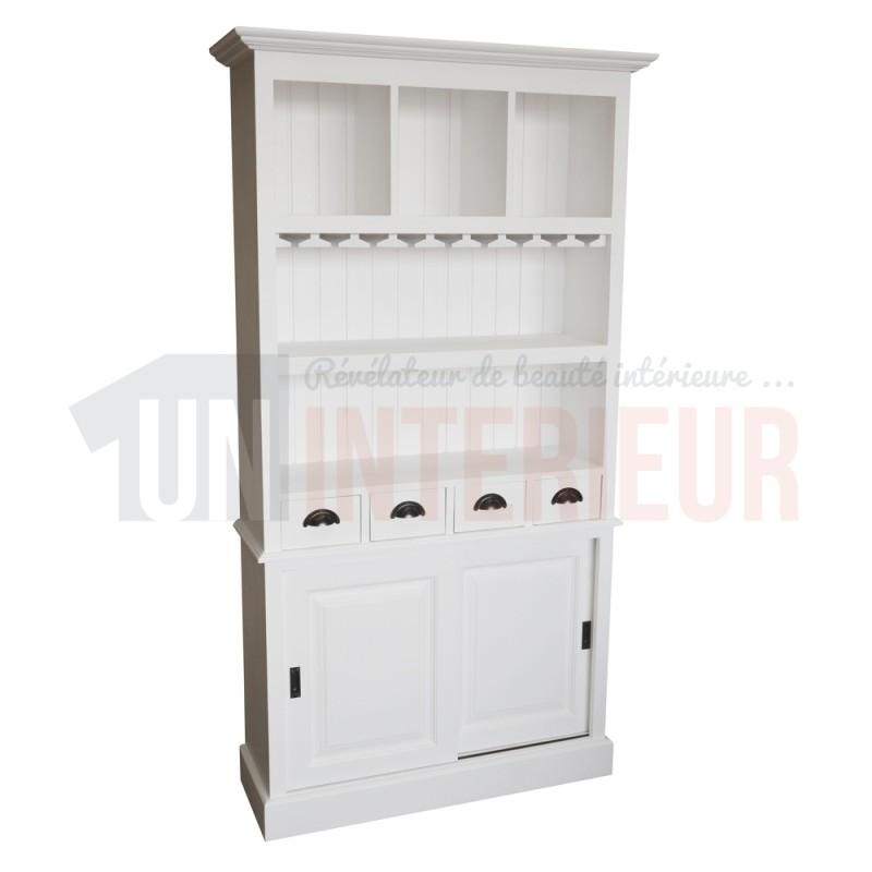 Meuble arrière de bar ou fond de bar équipé d'un porte-verres en pin massif - Chester