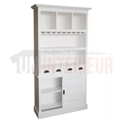 Meuble arrière de bar ou fond de bar équipé d'un porte-verres en pin massif - Chester
