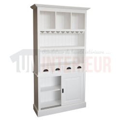 Meuble arrière de bar ou fond de bar équipé d'un porte-verres en pin massif - Chester