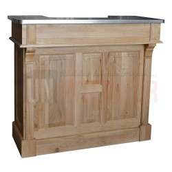 Comptoir de bar en chêne massif et zinc 140cm - Chester