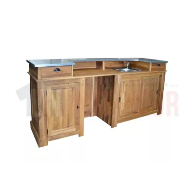Comptoir de bar professionnel CHR en chêne massif 240cm - Chester