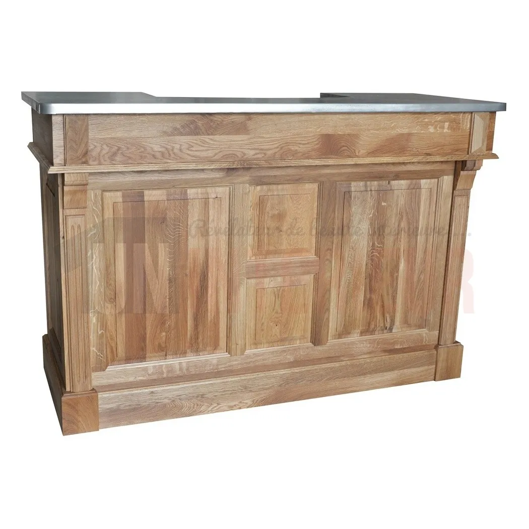 Meuble bar zinc en chêne massif 180cm - Chester