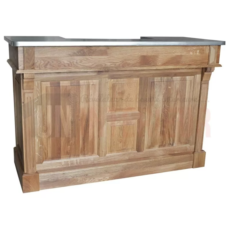 Meuble bar zinc en chêne massif 180cm - Chester