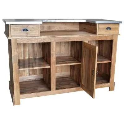 Meuble bar zinc en chêne massif 180cm - Chester