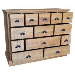 Meuble de mercerie en chêne massif, 13 tiroirs - James