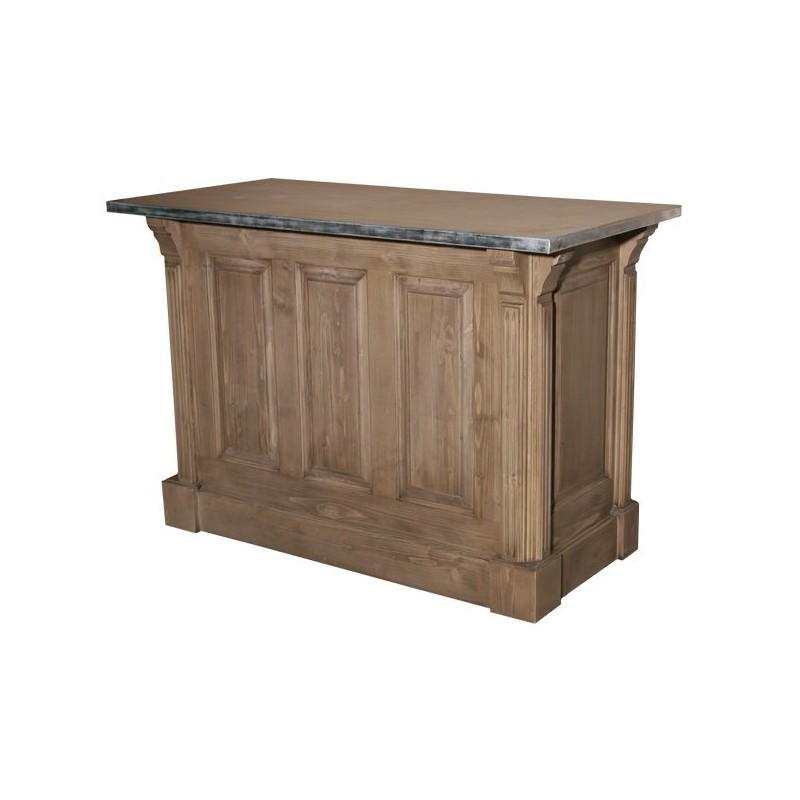 Comptoir de cuisine en pin massif 140cm (95cm de haut) - Chester