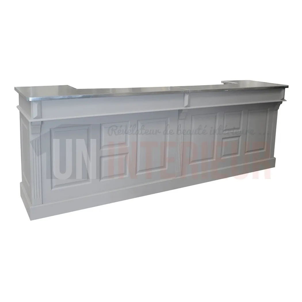 Grand comptoir de bar en pin massif de 300cm de large - Chester