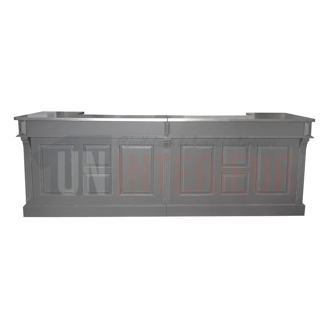 Grand comptoir de bar en pin massif de 300cm de large - Chester