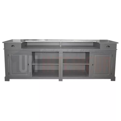 Grand comptoir de bar en pin massif de 300cm de large - Chester