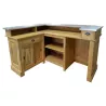Comptoir de bar d'angle en pin massif 180cm x 140cm avec espace Frigo, retour à gauche - Chester