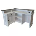 Comptoir de bar d'angle en pin massif 180cm x 140cm avec espace Frigo, retour à gauche - Chester