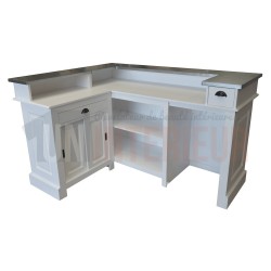 Comptoir de bar d'angle en pin massif 180cm x 140cm avec espace Frigo, retour à gauche - Chester