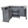 Comptoir de bar d'angle en pin massif 180cm x 140cm avec espace Frigo, retour à gauche - Chester