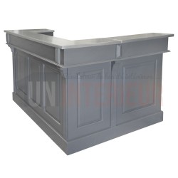 Comptoir de bar d'angle en pin massif 180cm x 140cm avec espace Frigo, retour à gauche - Chester