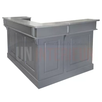 Comptoir de bar d'angle en pin massif 180cm x 140cm avec espace Frigo, retour à gauche - Chester