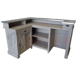 Comptoir de bar d'angle en pin massif 180cm x 140cm avec espace Frigo, retour à gauche - Chester