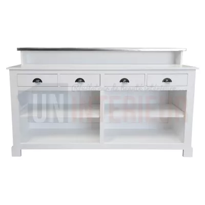 Meuble bar, caisse ou passe-plat 4 tiroirs en pin massif 180cm - Glasgow