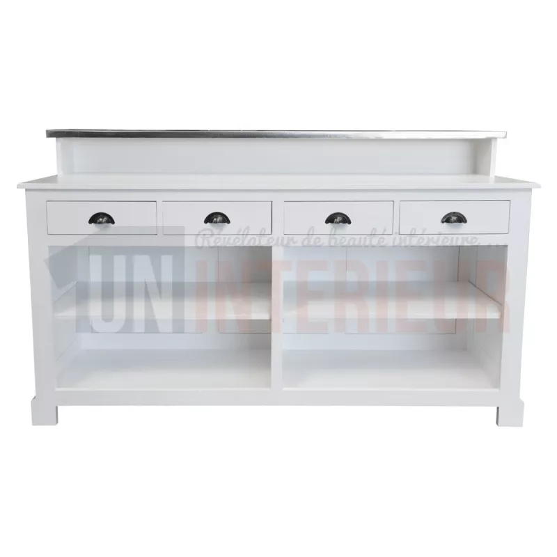 Meuble bar, caisse ou passe-plat 4 tiroirs en pin massif 180cm - Glasgow