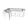 Comptoir de bar d'angle en pin massif 240cm x 140cm avec espace Frigo, retour à gauche - Chester